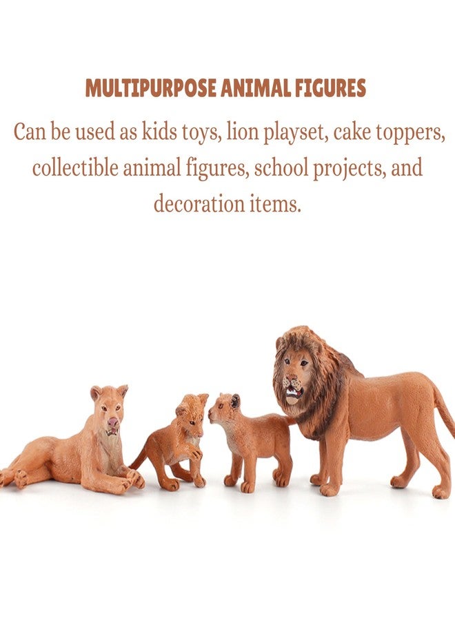 MALLEXO Wildlife Lion Animals Toy for Kids | 6 PCS Realistic Safari Sher Animal Toys Lion Family Action Figurine Model Playset for Boys & Girls Birthday Gifts for Children Education | Decoration Items - Image 2